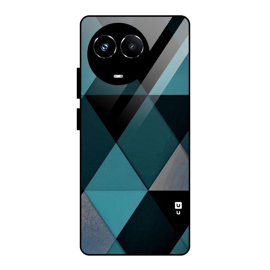 Green Black Shapes Glass Back Case for Realme Narzo 60X