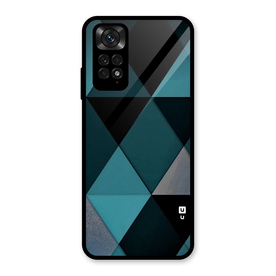 Green Black Shapes Glass Back Case for Redmi Note 11S