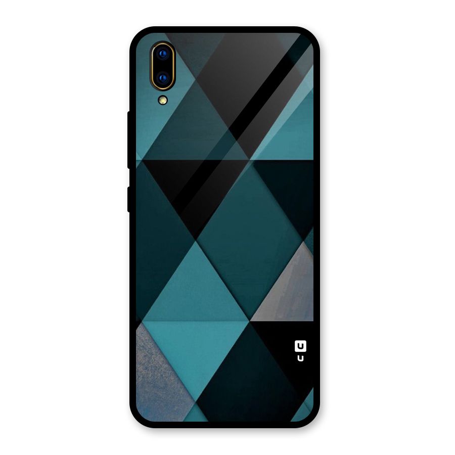 Green Black Shapes Glass Back Case for Vivo V11 Pro