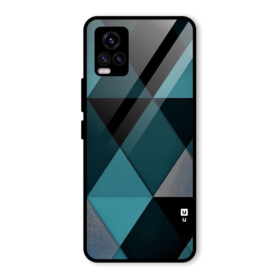 Green Black Shapes Glass Back Case for Vivo V20 2021