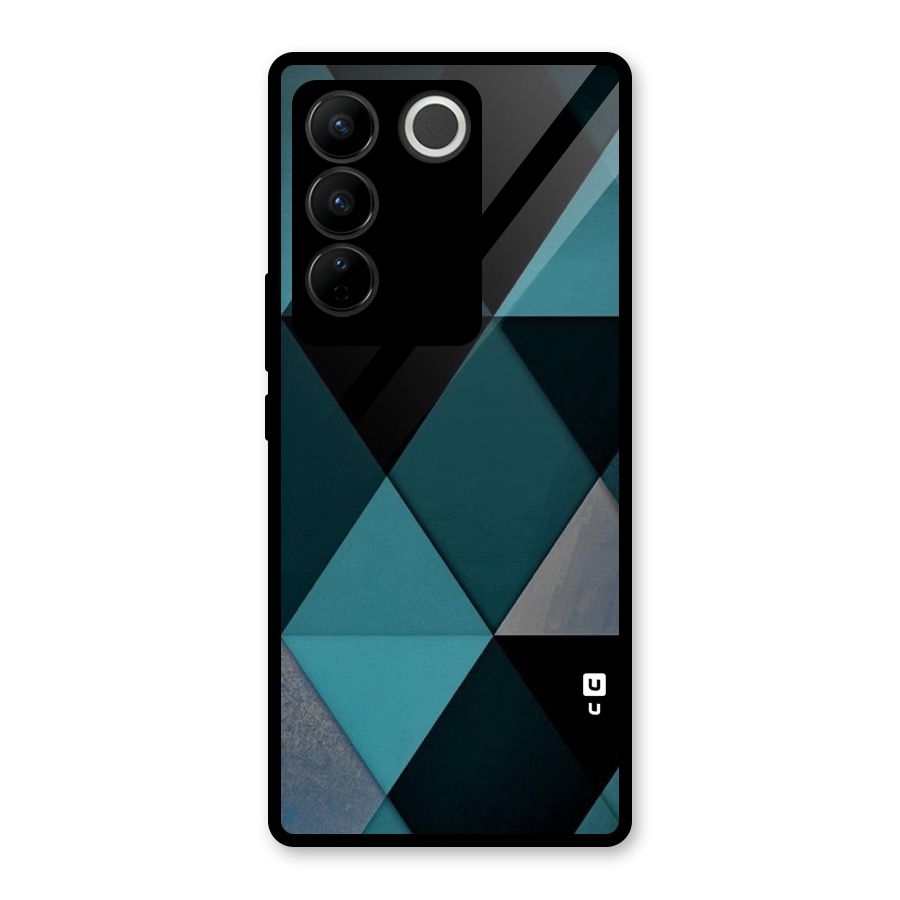 Green Black Shapes Glass Back Case for Vivo V27