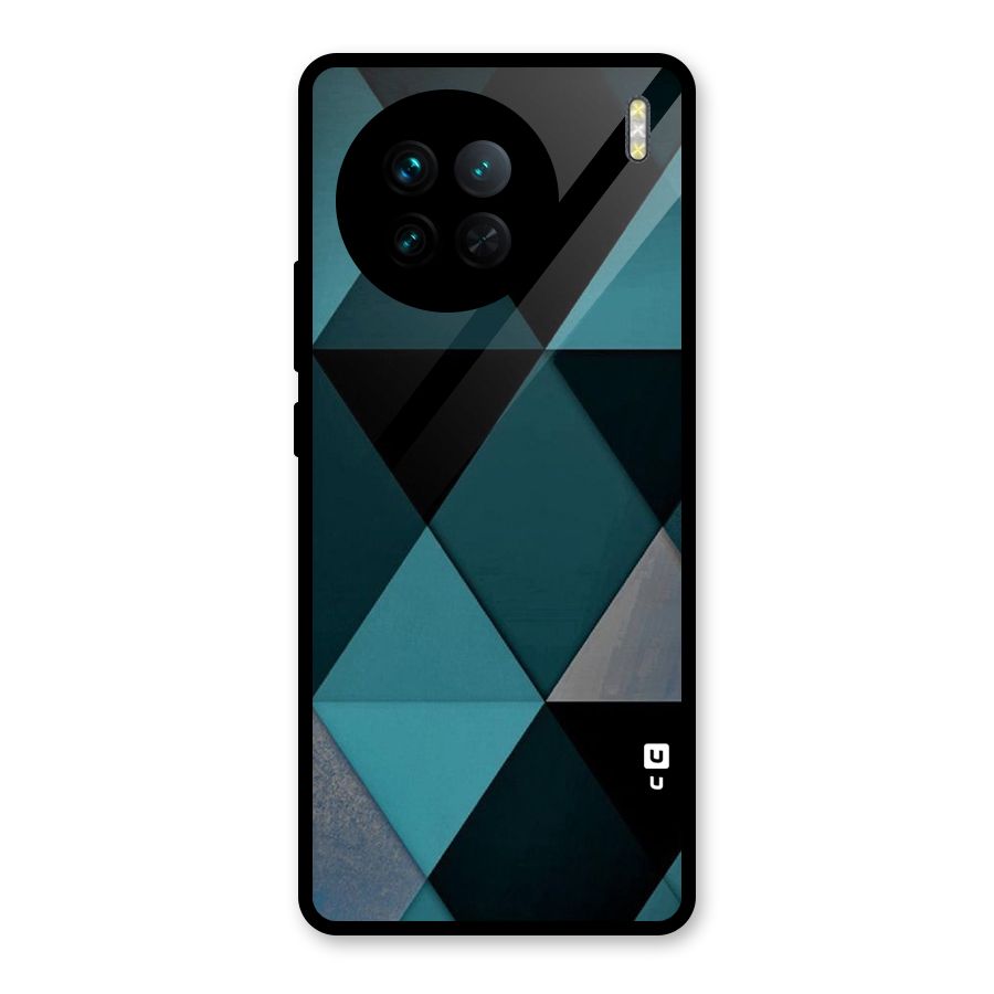 Green Black Shapes Glass Back Case for Vivo X90