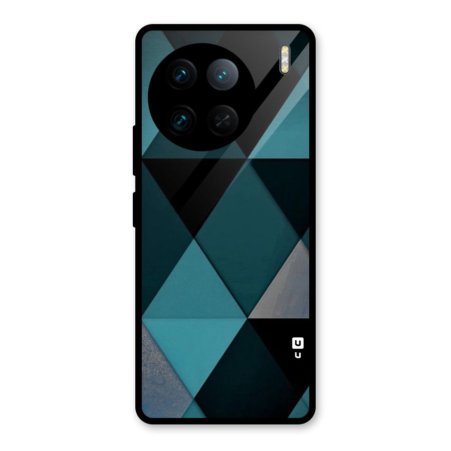 Green Black Shapes Glass Back Case for Vivo X90 Pro