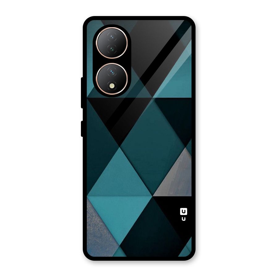 Green Black Shapes Glass Back Case for Vivo Y100A
