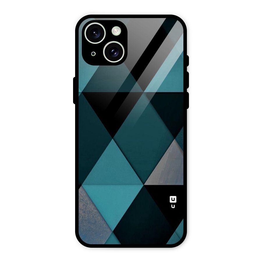 Green Black Shapes Glass Back Case for iPhone 15 Plus