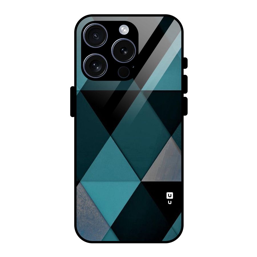 Green Black Shapes Glass Back Case for iPhone 15 Pro