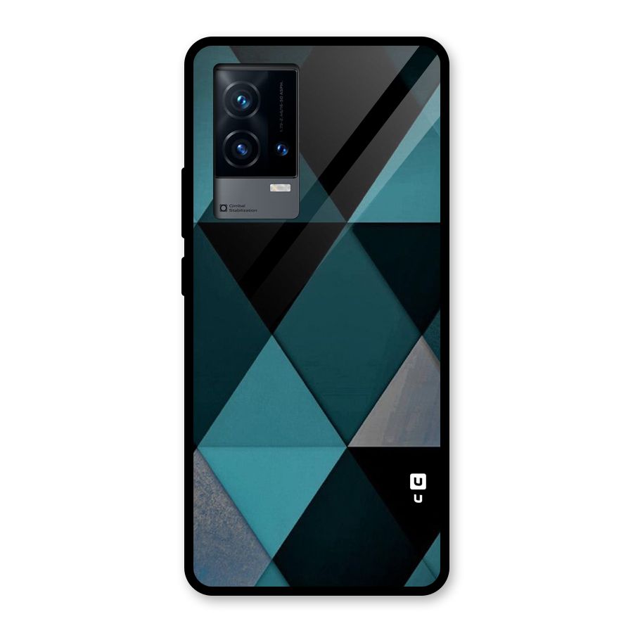Green Black Shapes Glass Back Case for iQOO 9 5G