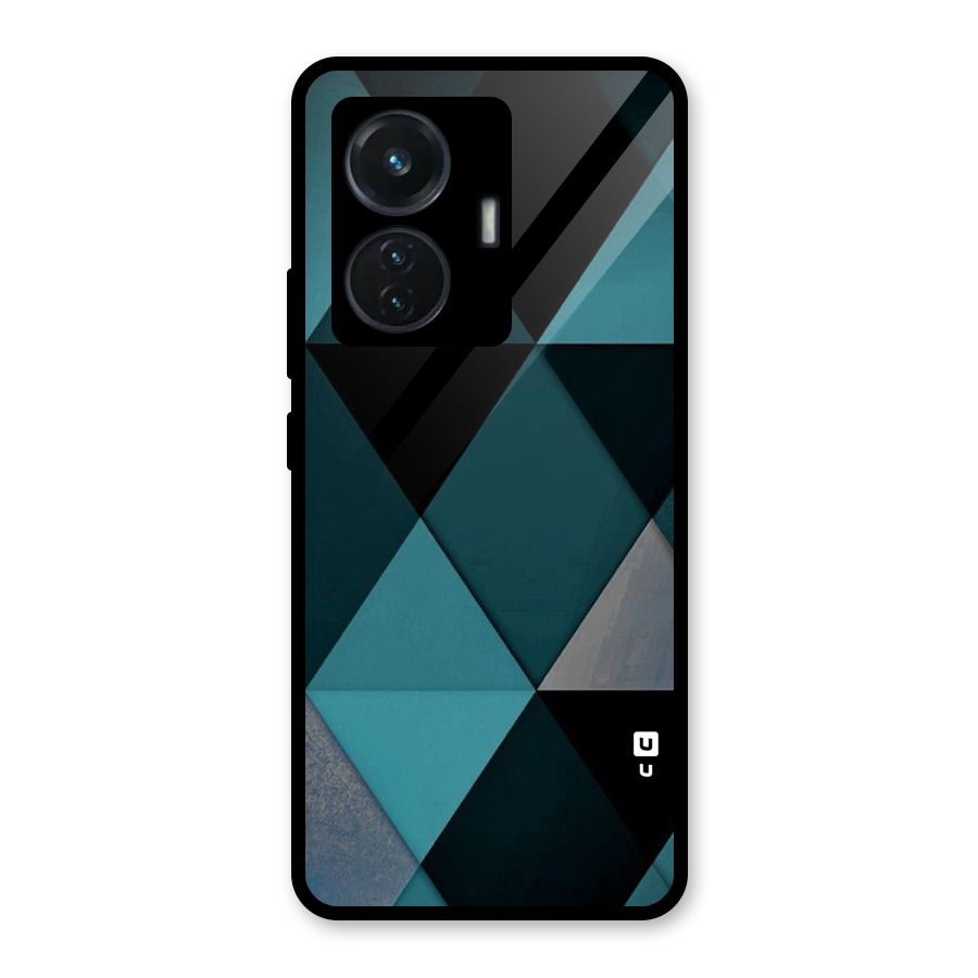 Green Black Shapes Glass Back Case for iQOO Z6 44W