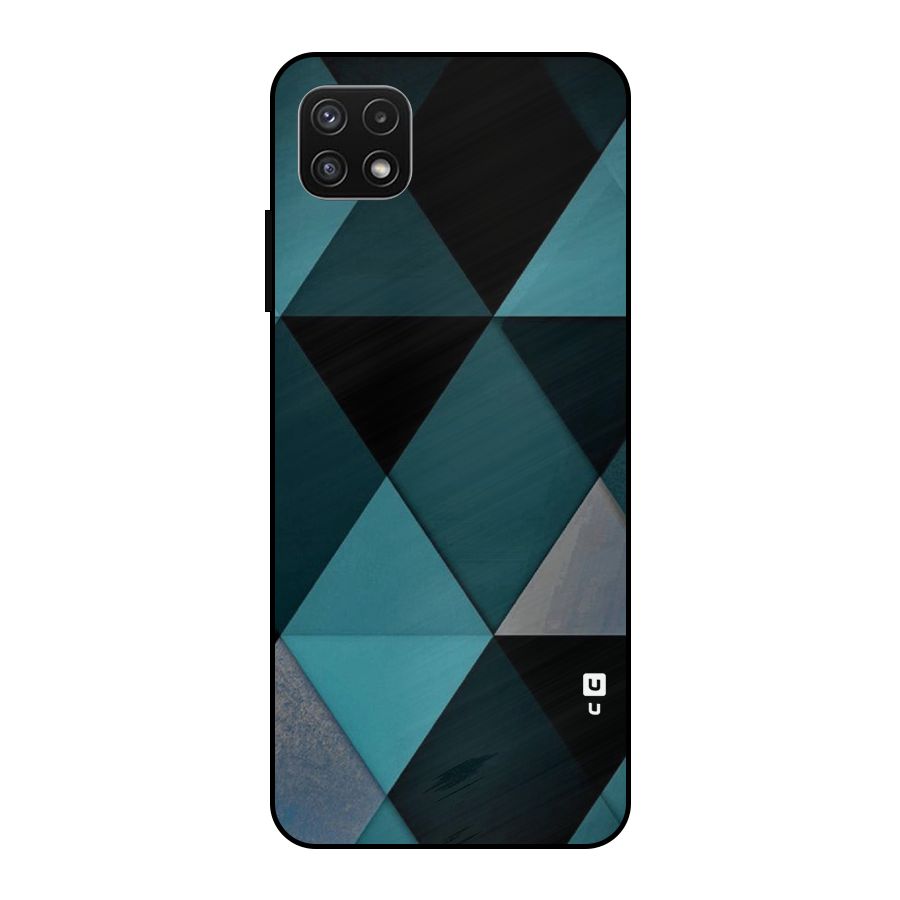 Green Black Shapes Metal Back Case for Galaxy A22 5G