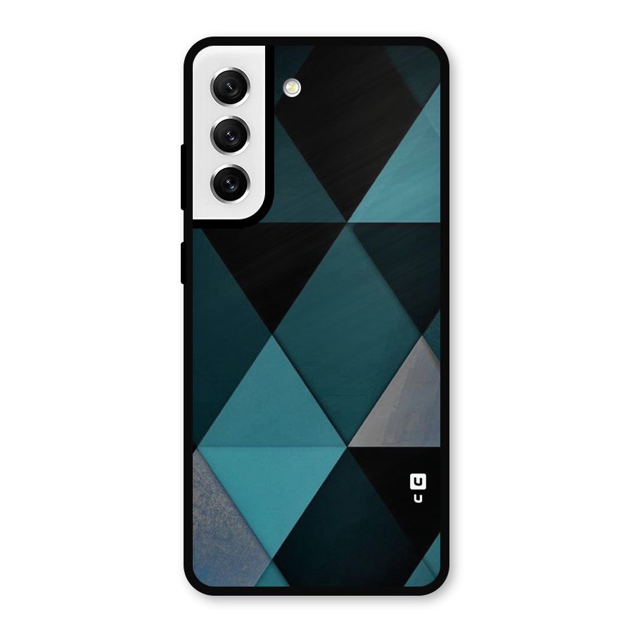 Green Black Shapes Metal Back Case for Galaxy S21 FE 5G