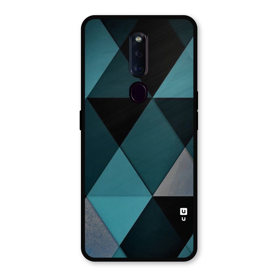 Green Black Shapes Metal Back Case for Oppo F11 Pro