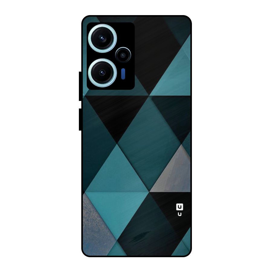 Green Black Shapes Metal Back Case for Poco F5