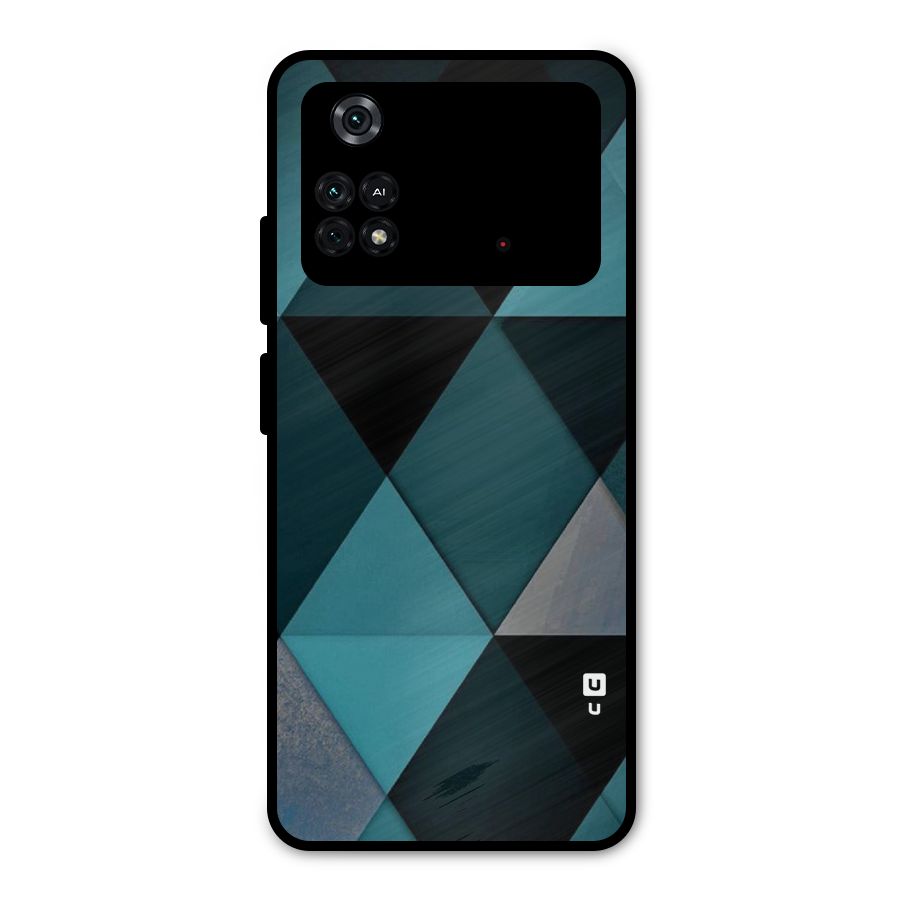 Green Black Shapes Metal Back Case for Poco M4 Pro 4G