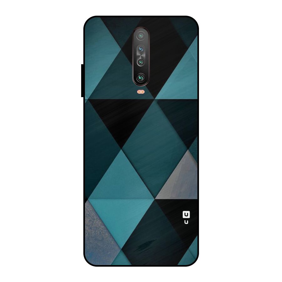 Green Black Shapes Metal Back Case for Poco X2