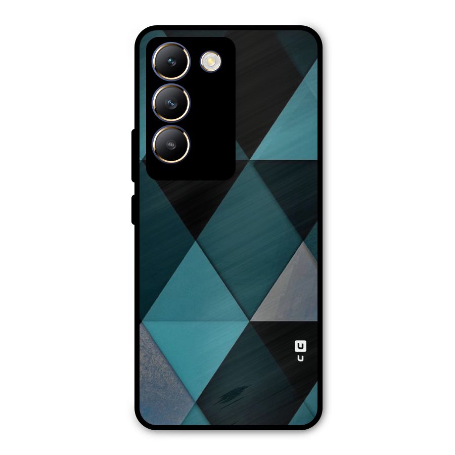 Green Black Shapes Metal Back Case for Vivo T3 5G