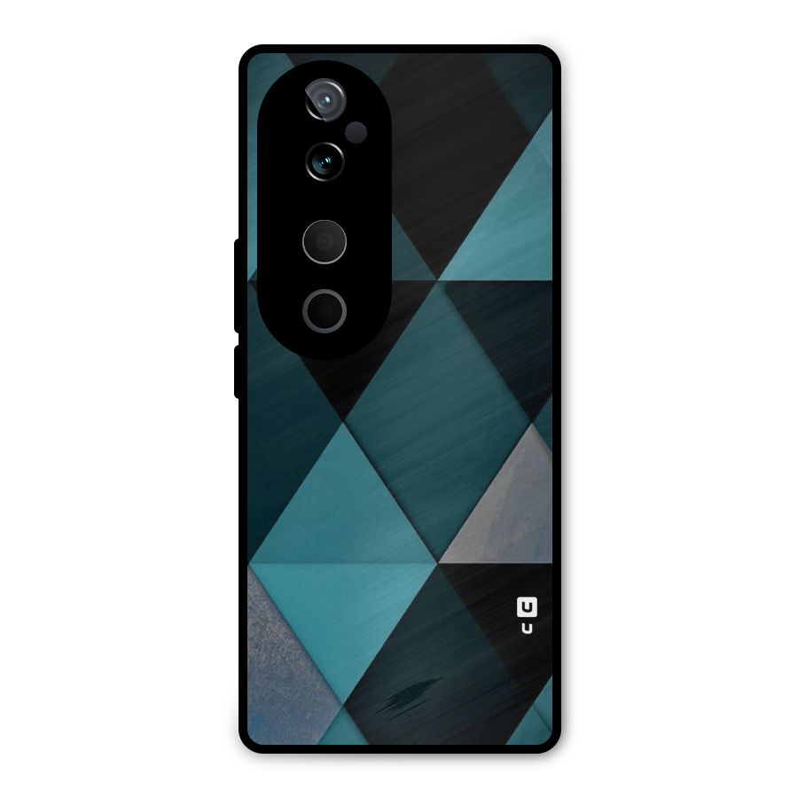 Green Black Shapes Metal Back Case for Vivo T3 Ultra
