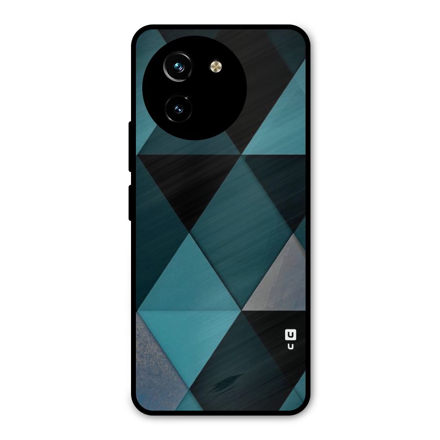 Green Black Shapes Metal Back Case for Vivo T3x