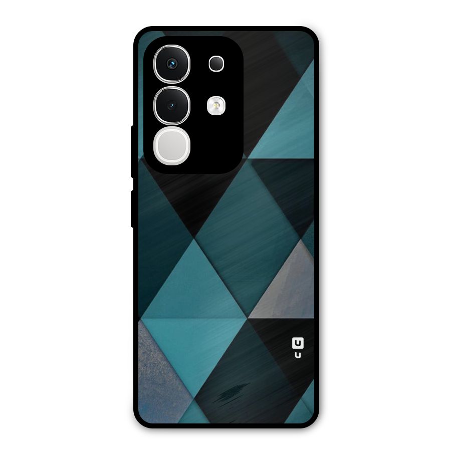Green Black Shapes Metal Back Case for Vivo T4x