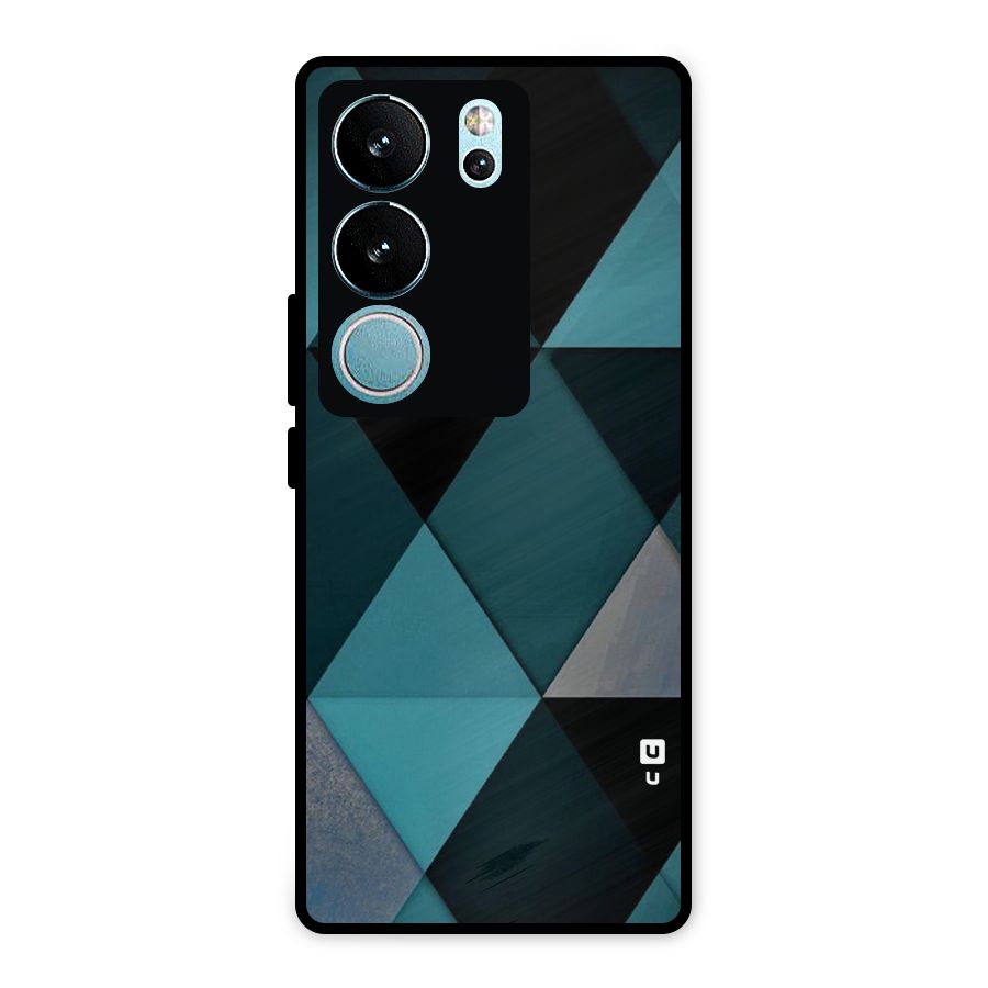 Green Black Shapes Metal Back Case for Vivo V29 Pro