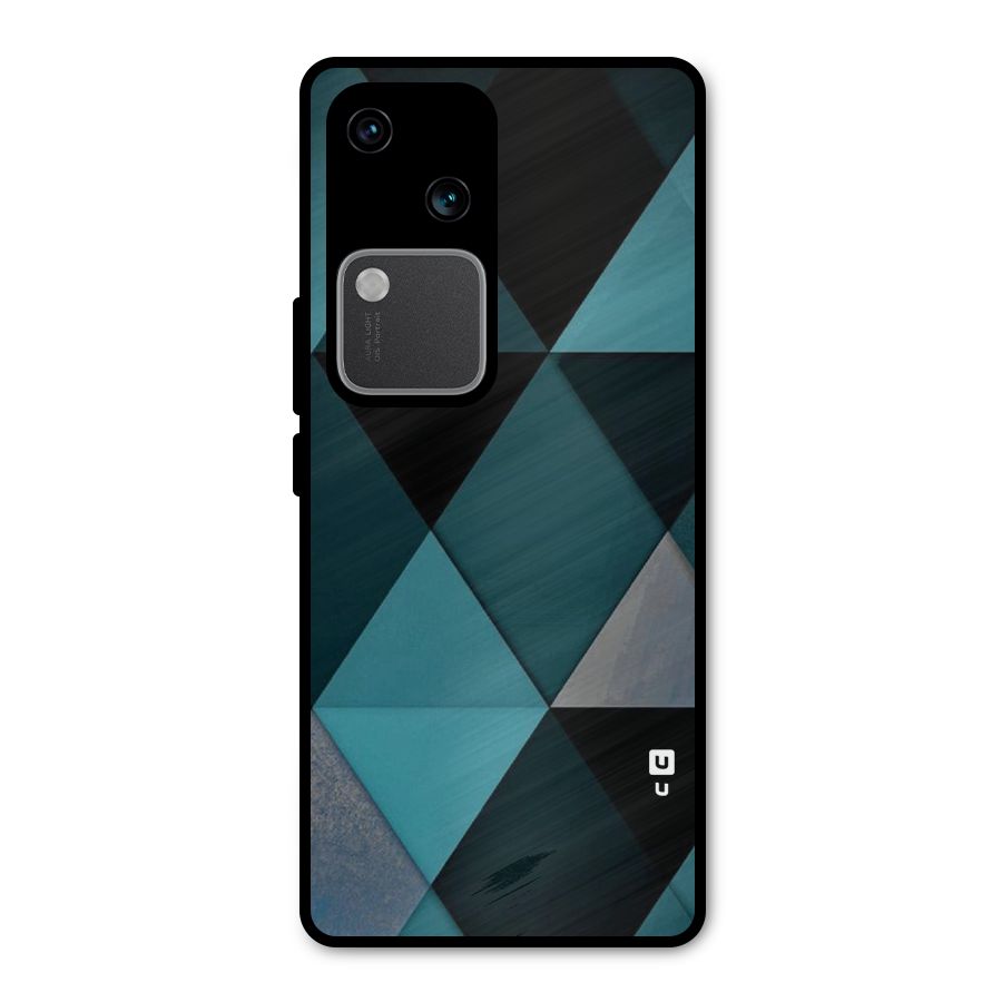 Green Black Shapes Metal Back Case for Vivo V30 Pro