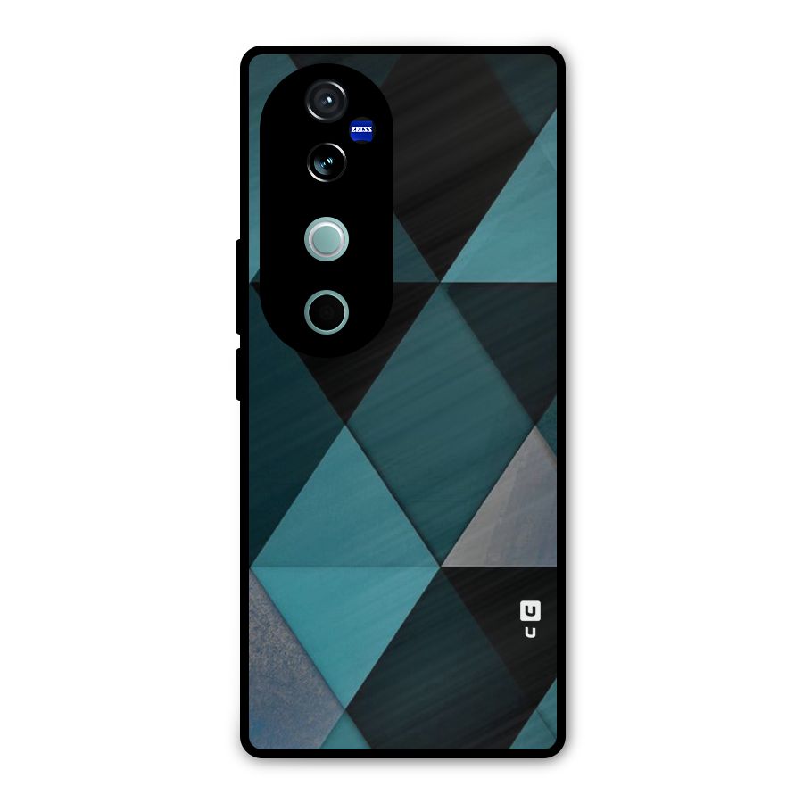 Green Black Shapes Metal Back Case for Vivo V40