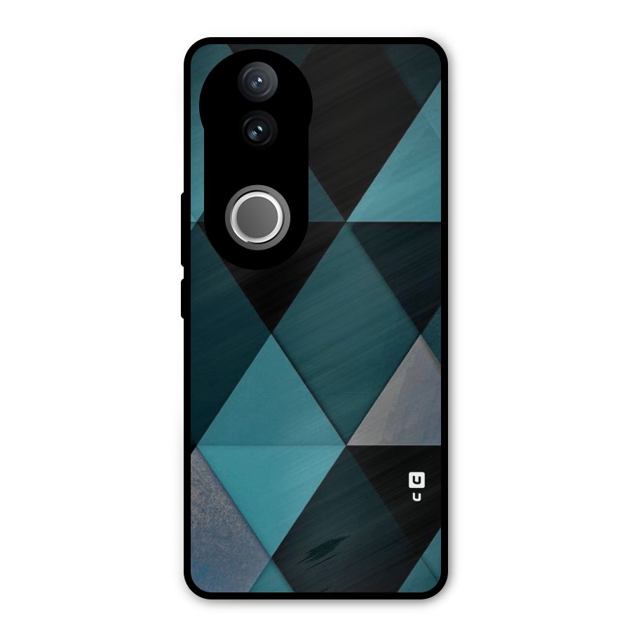 Green Black Shapes Metal Back Case for Vivo V50