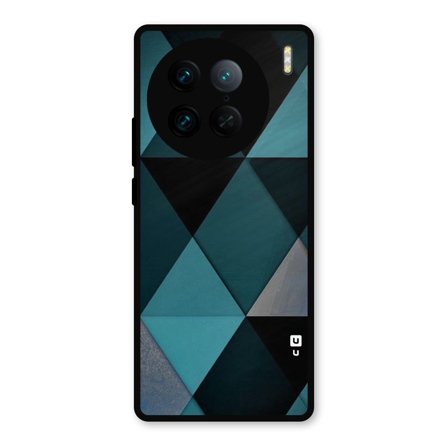 Green Black Shapes Metal Back Case for Vivo X90 Pro
