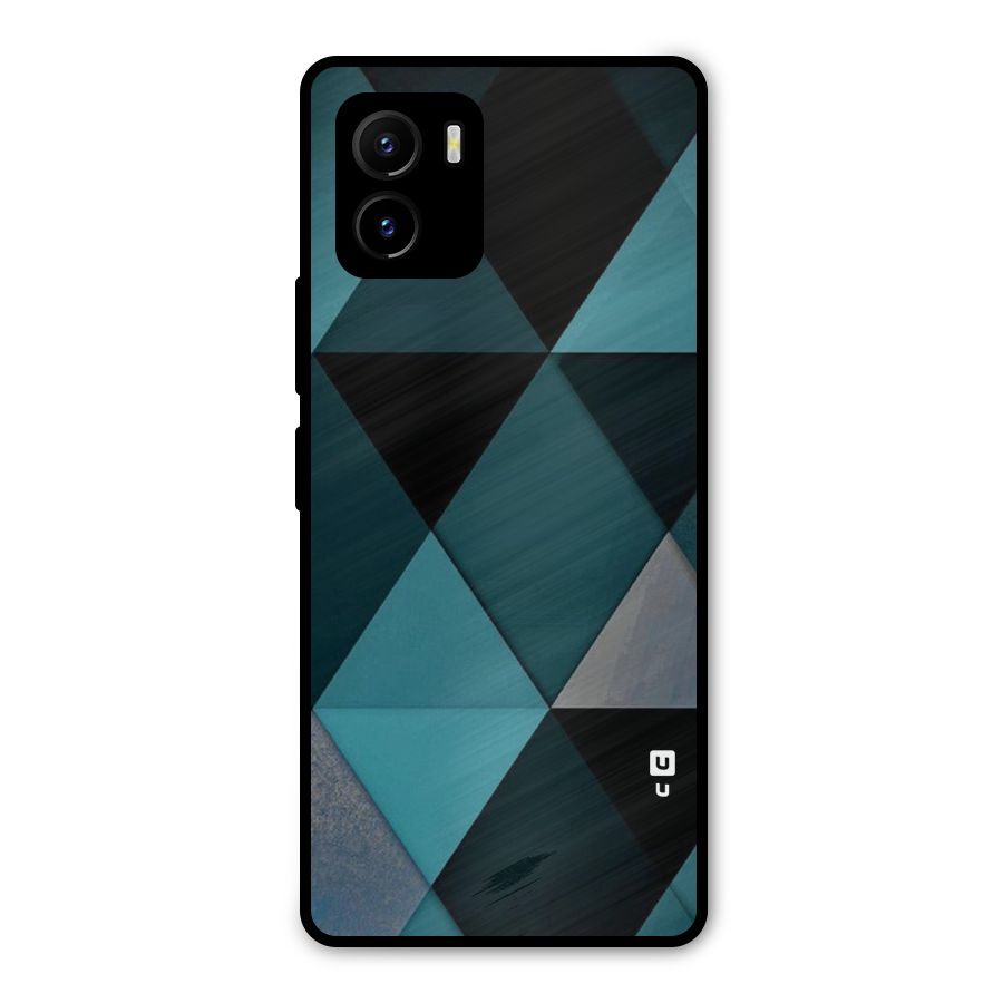 Green Black Shapes Metal Back Case for Vivo Y15s