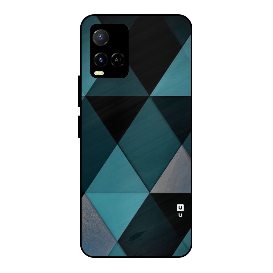 Green Black Shapes Metal Back Case for Vivo Y21