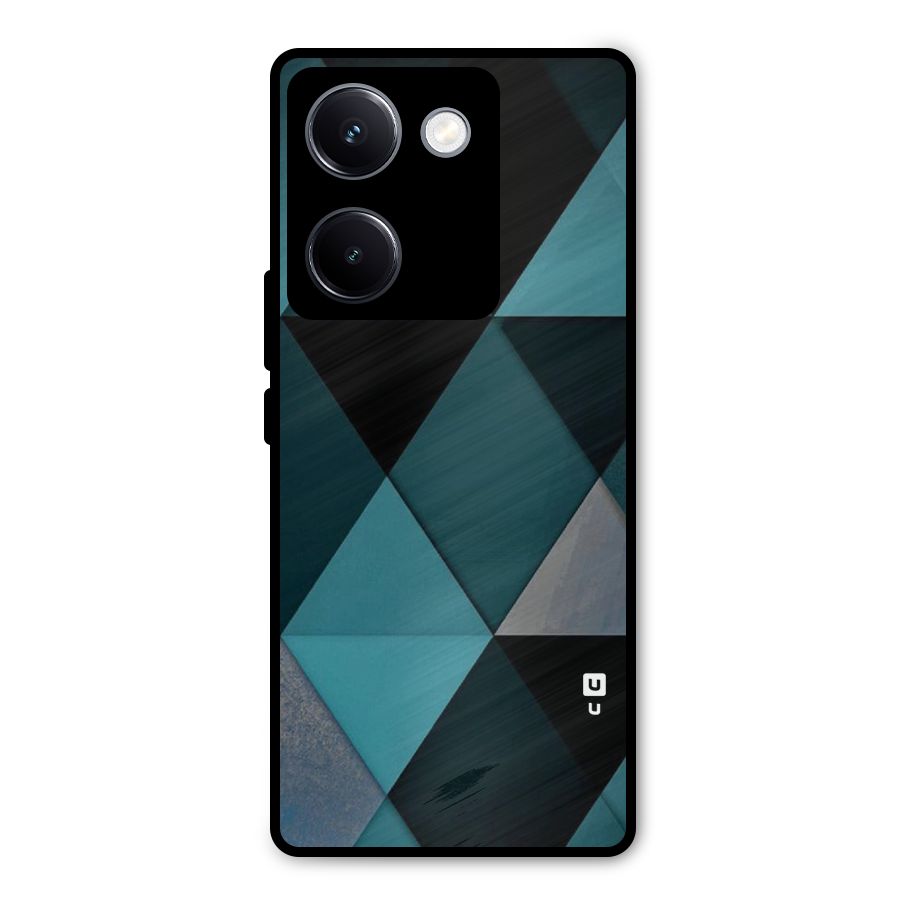 Green Black Shapes Metal Back Case for Vivo Y300 Plus