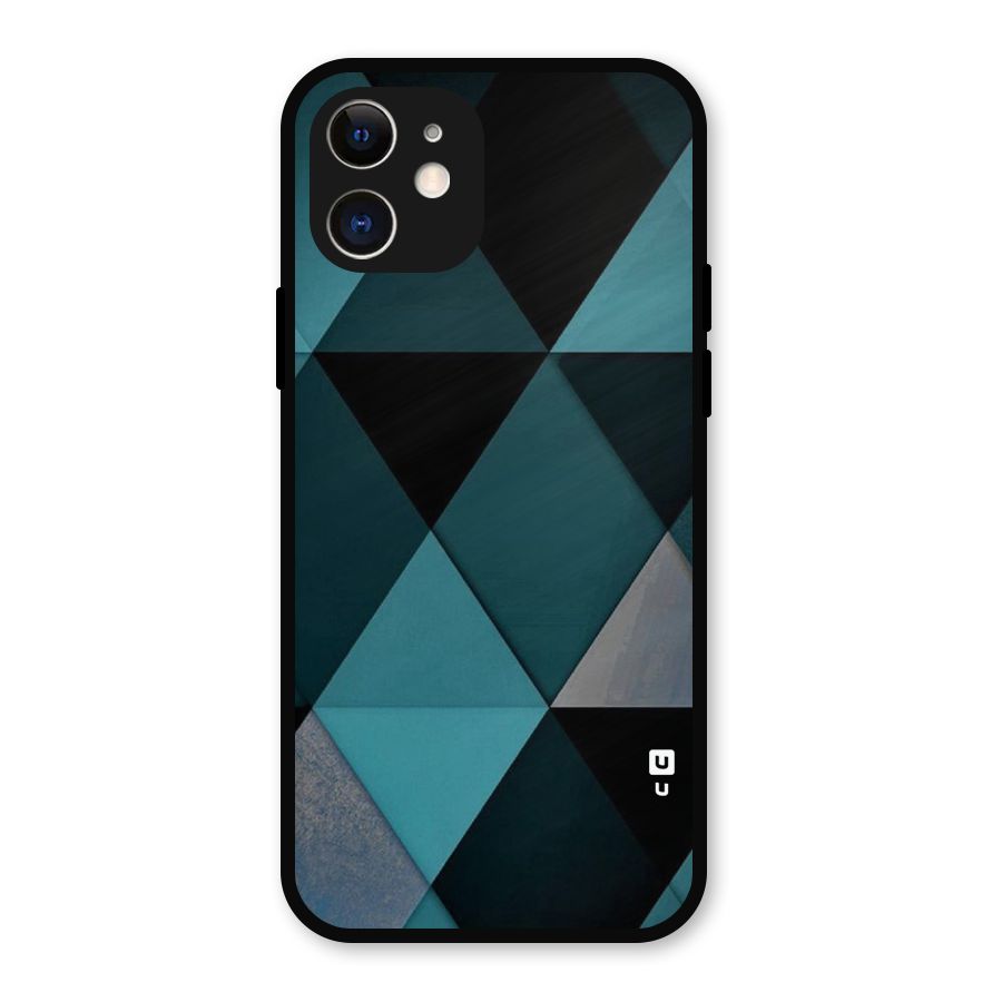 Green Black Shapes Metal Back Case for iPhone 12