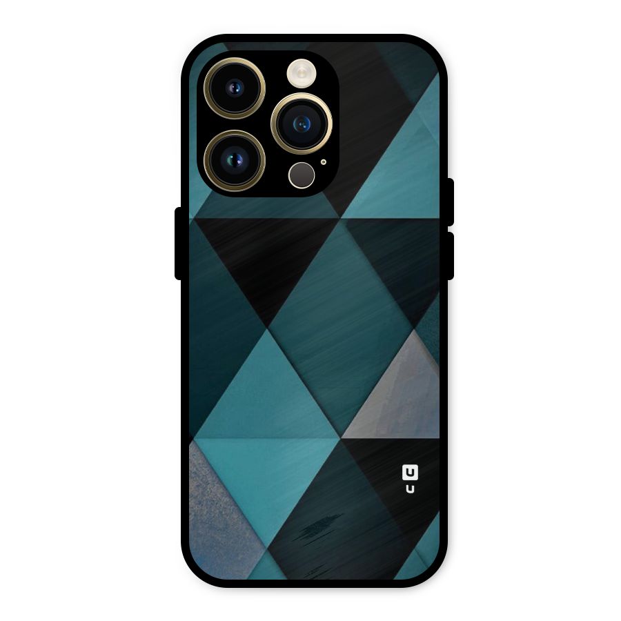 Green Black Shapes Metal Back Case for iPhone 14 Pro