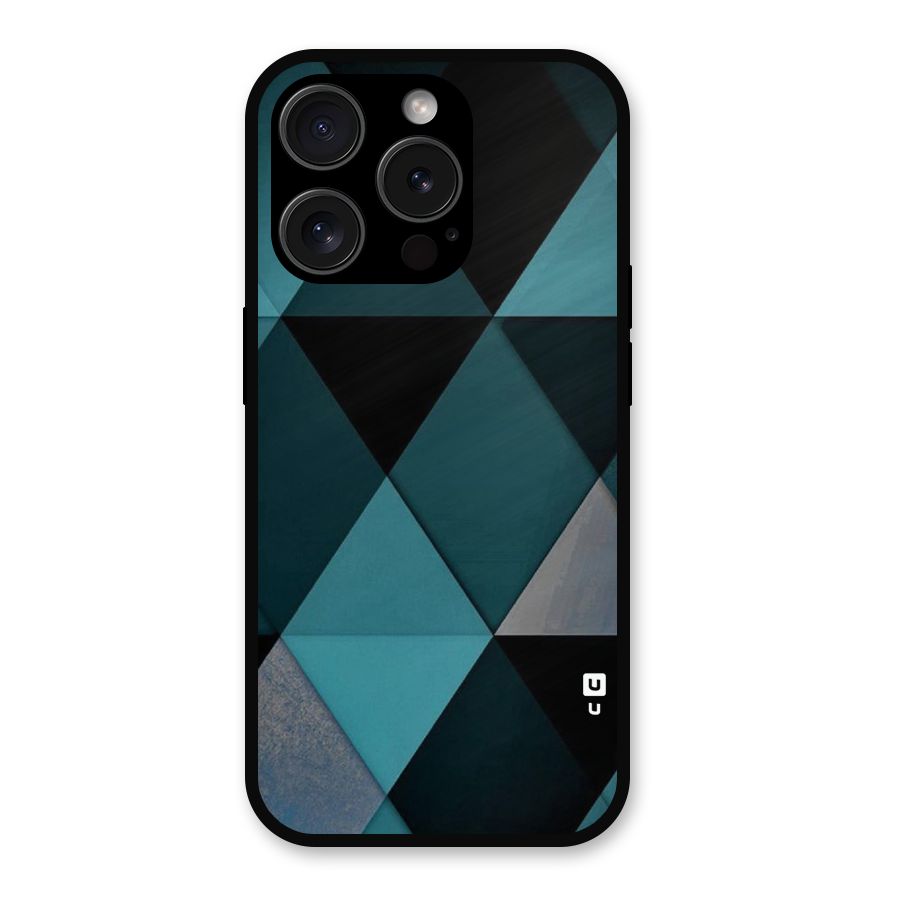 Green Black Shapes Metal Back Case for iPhone 15 Pro