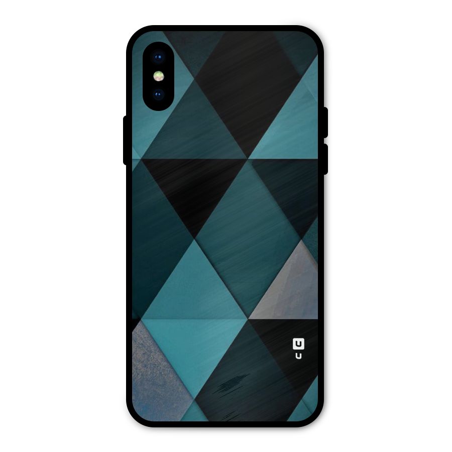 Green Black Shapes Metal Back Case for iPhone X