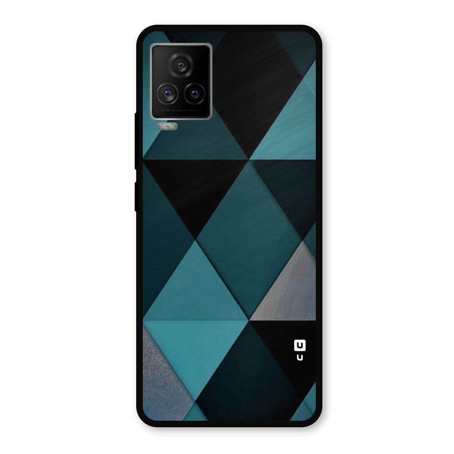 Green Black Shapes Metal Back Case for iQOO 7 Legend 5G