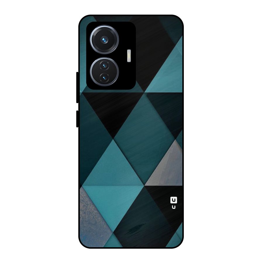 Green Black Shapes Metal Back Case for iQOO Z6 44W