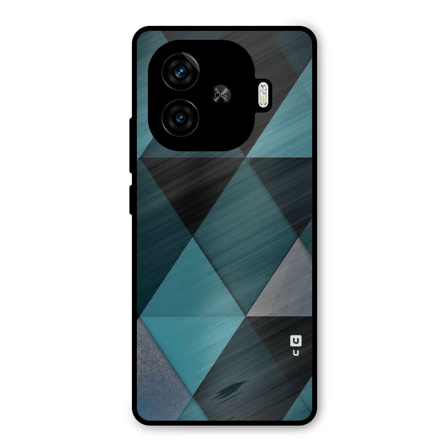 Green Black Shapes Metal Back Case for iQOO Z9 Turbo