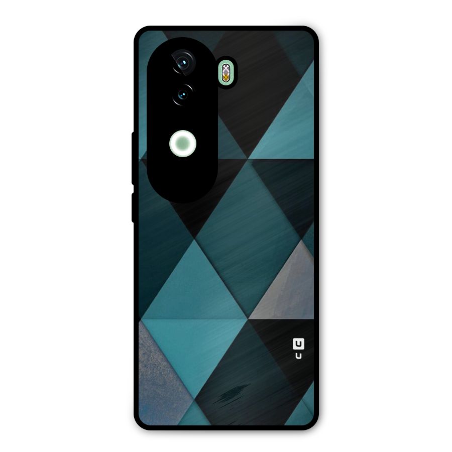 Green Black Shapes Metal Back Case for iQOO Z9s