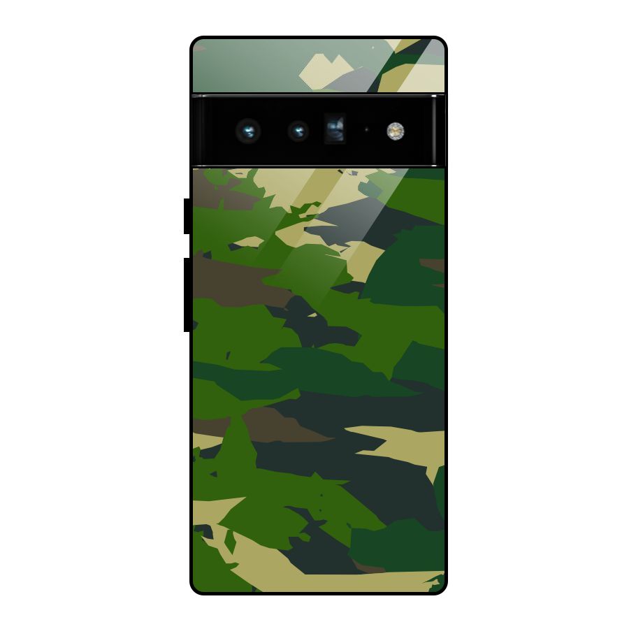 Green Camouflage Army Glass Back Case for Google Pixel 6 Pro
