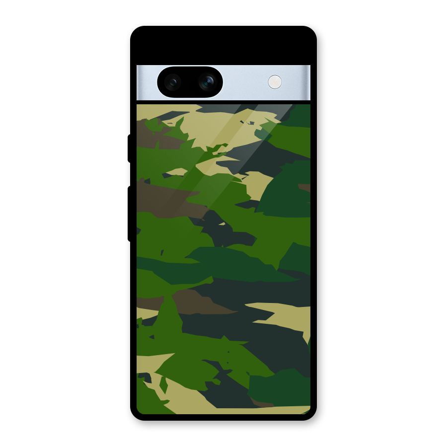 Green Camouflage Army Glass Back Case for Google Pixel 7a