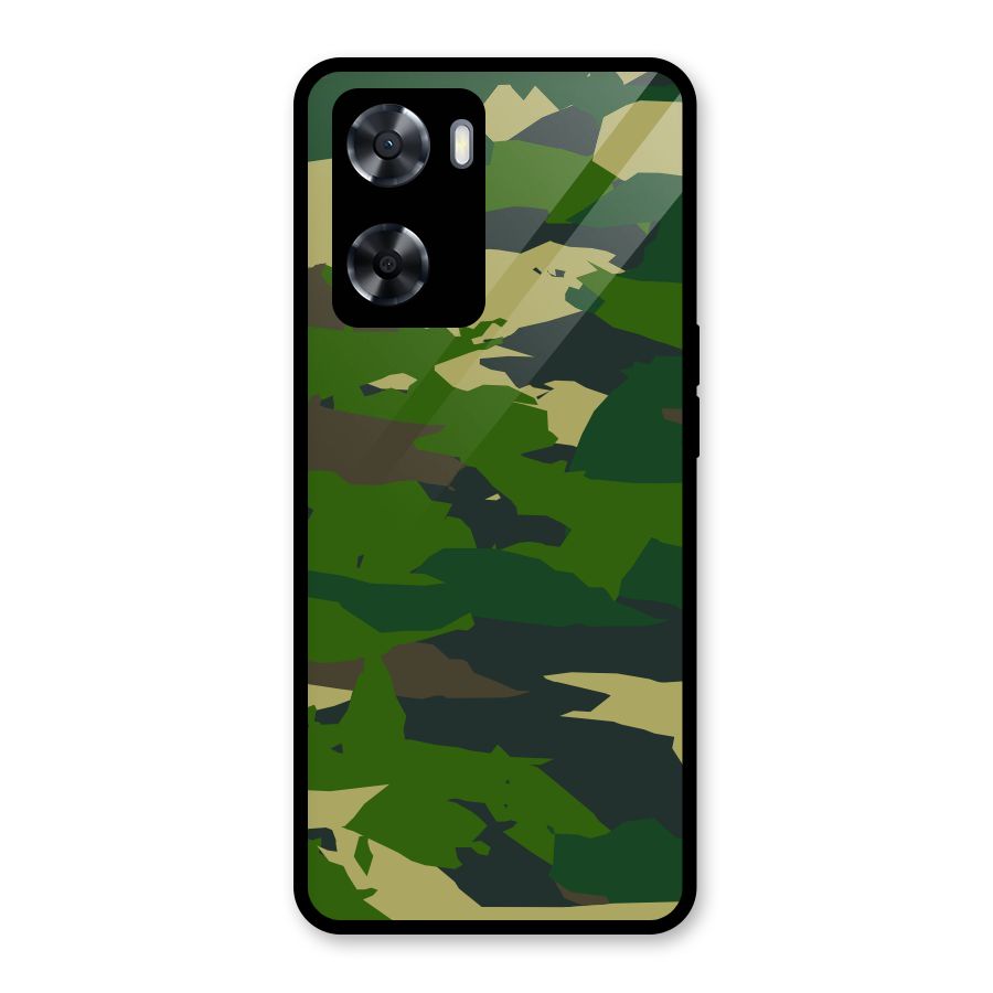 Green Camouflage Army Glass Back Case for OnePlus Nord N20 SE