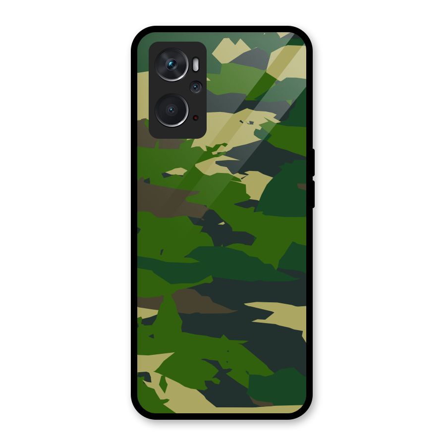 Green Camouflage Army Glass Back Case for Oppo K10 4G