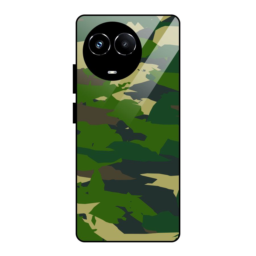 Green Camouflage Army Glass Back Case for Realme 11X