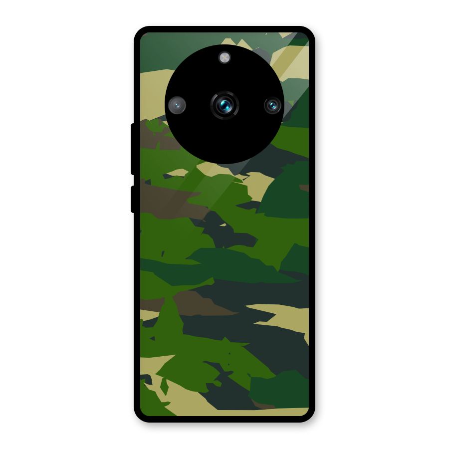 Green Camouflage Army Glass Back Case for Realme 11 Pro