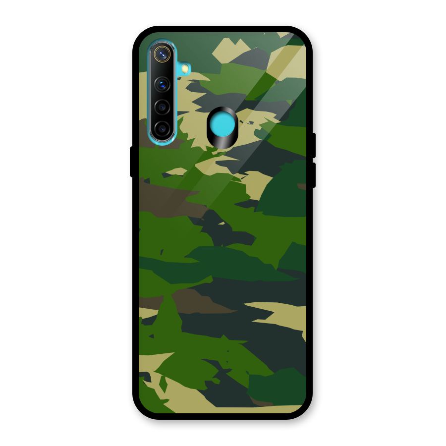 Green Camouflage Army Glass Back Case for Realme 5i