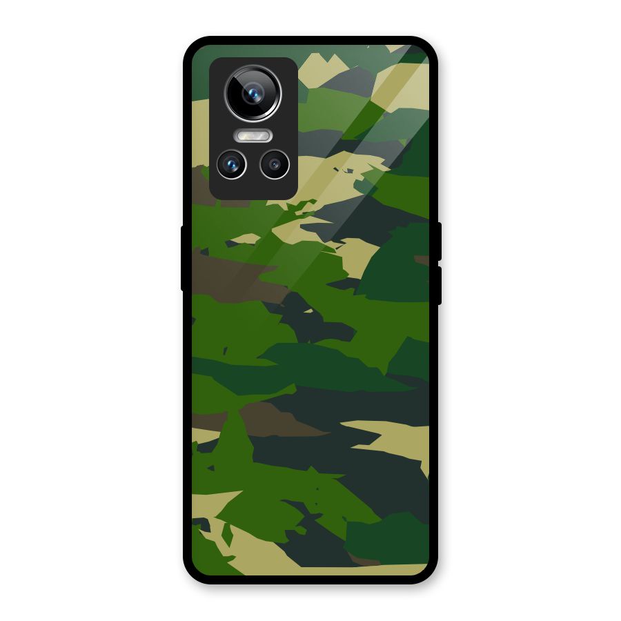 Green Camouflage Army Glass Back Case for Realme GT Neo 3