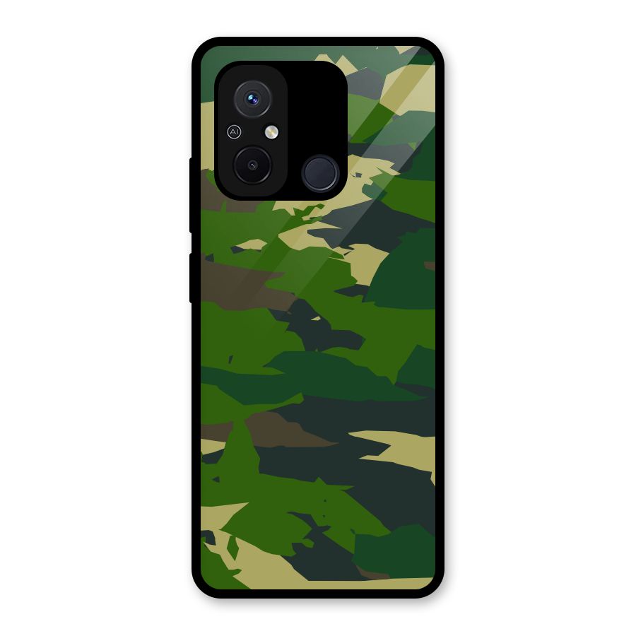 Green Camouflage Army Glass Back Case for Redmi 12C