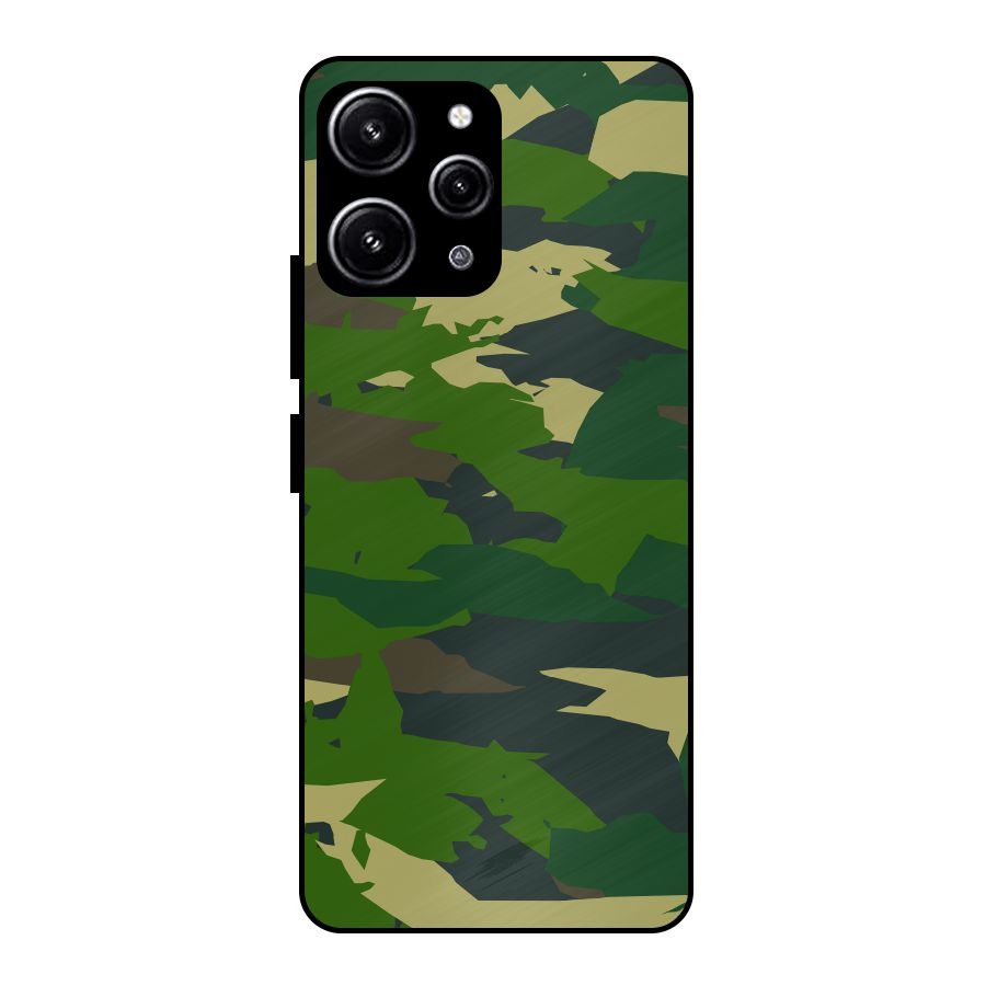 Green Camouflage Army Glass Back Case for Redmi 12 4G
