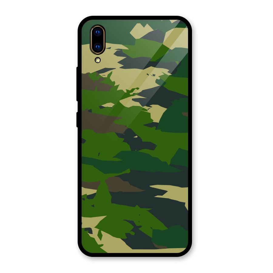 Green Camouflage Army Glass Back Case for Vivo V11 Pro