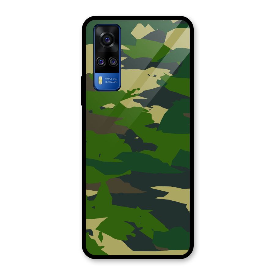 Green Camouflage Army Glass Back Case for Vivo Y31
